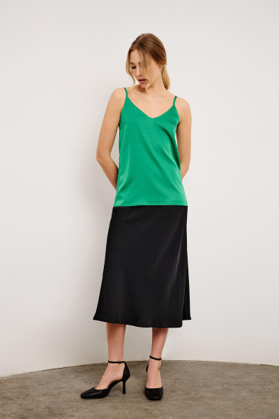 Топ базовый из атласа (XS, травяной) 